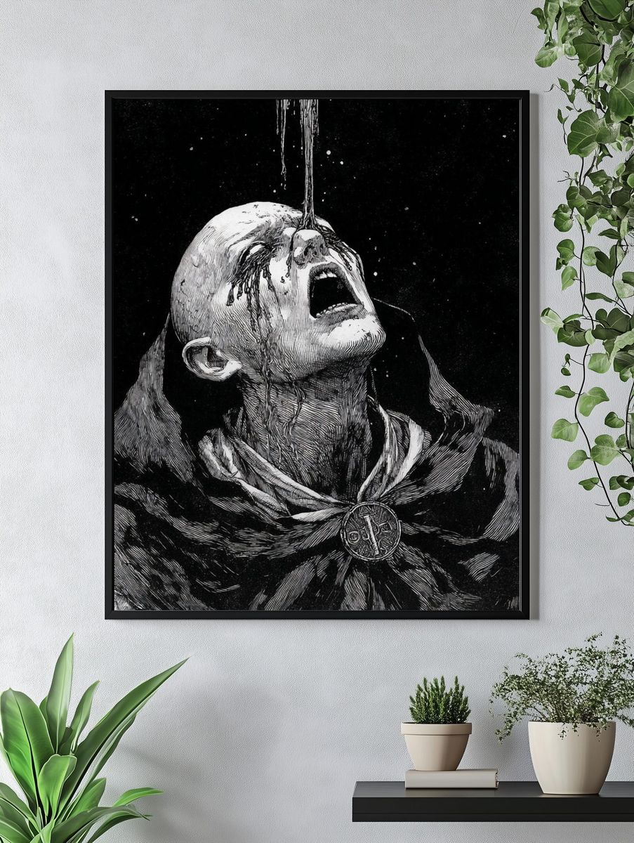 Dark Monastic Suffering Print. — room view 4