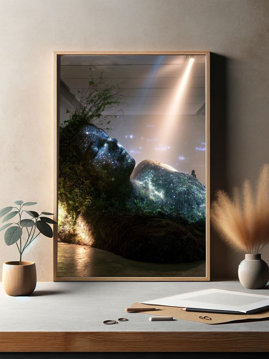 Cosmic Earth Figure Photography Print. — room view 2