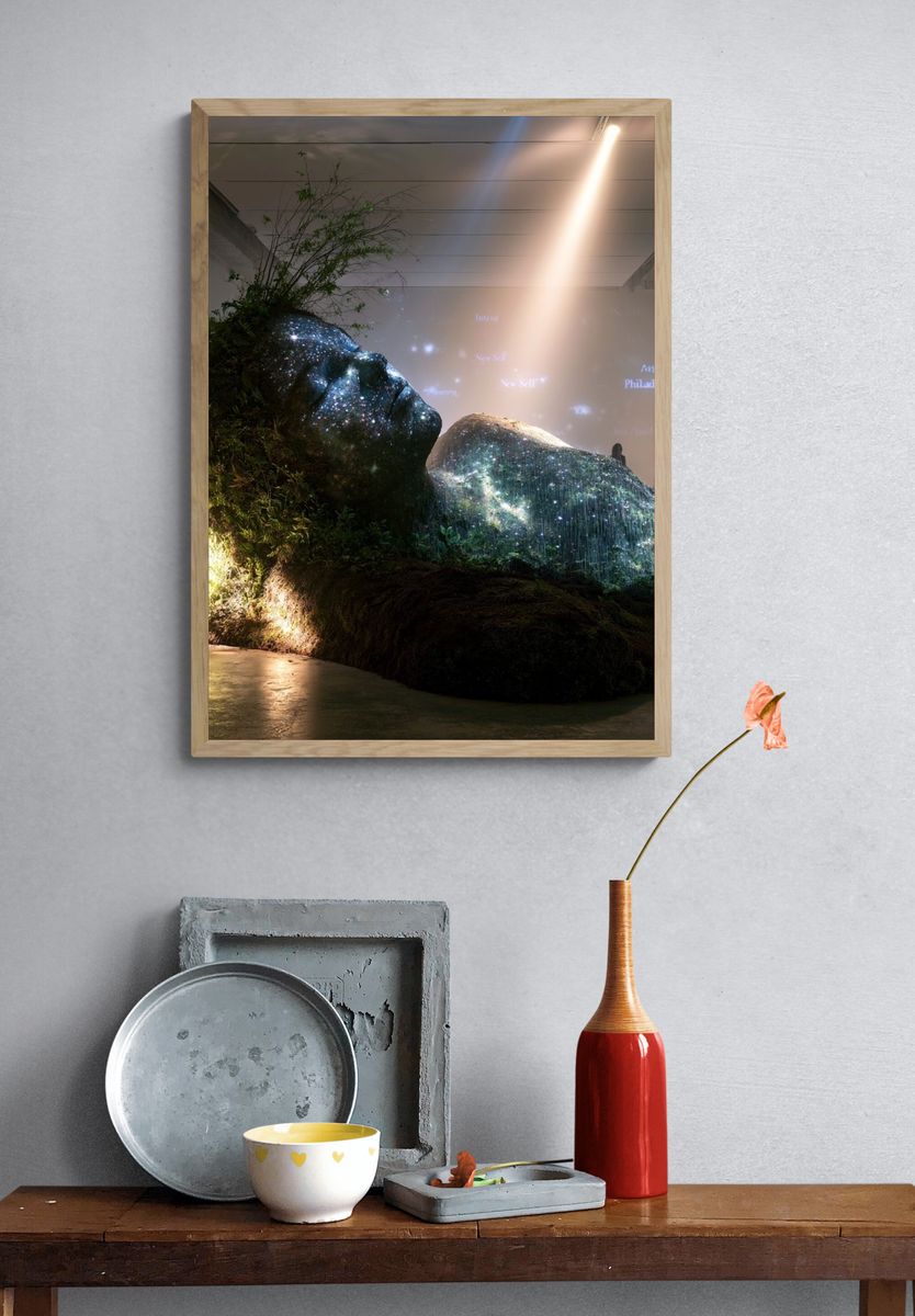 Cosmic Earth Figure Photography Print. — room view 3