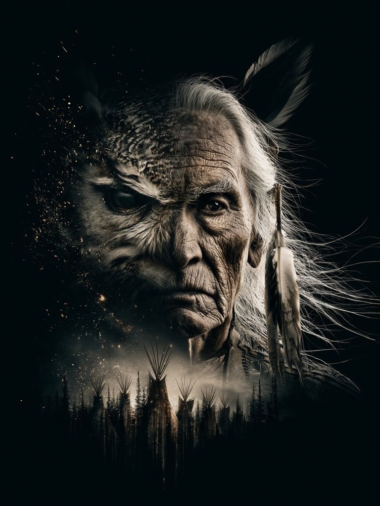 Native Elder Portrait Print. poster — fine-art art