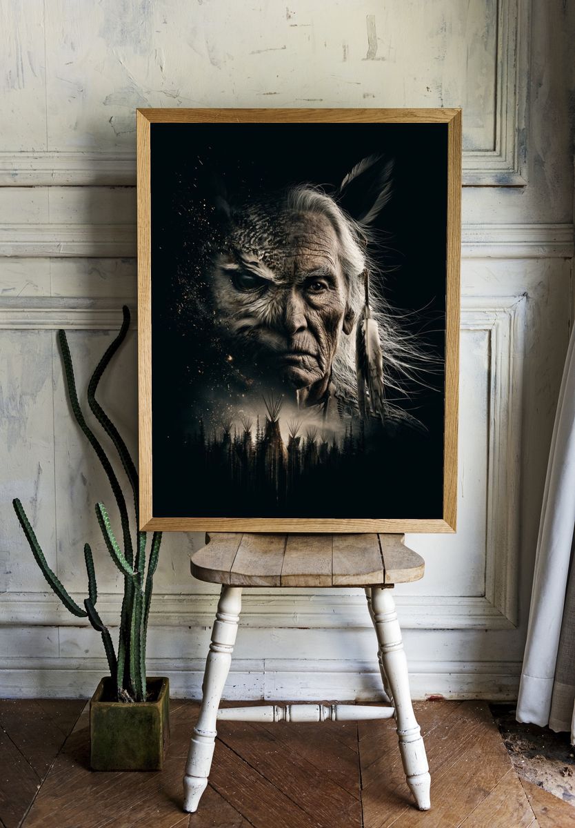 Native Elder Portrait Print. room preview