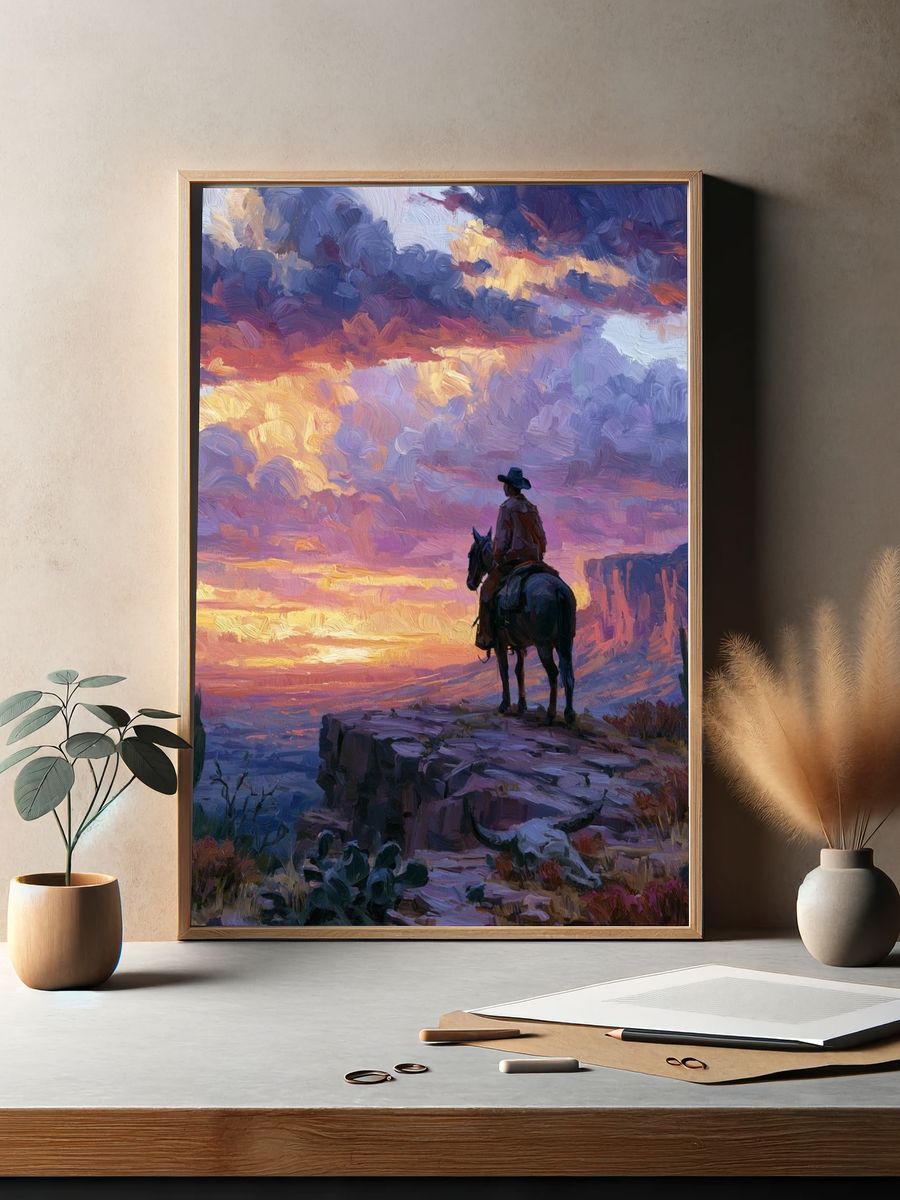 Desert Rider Sunset Print. — room view 2