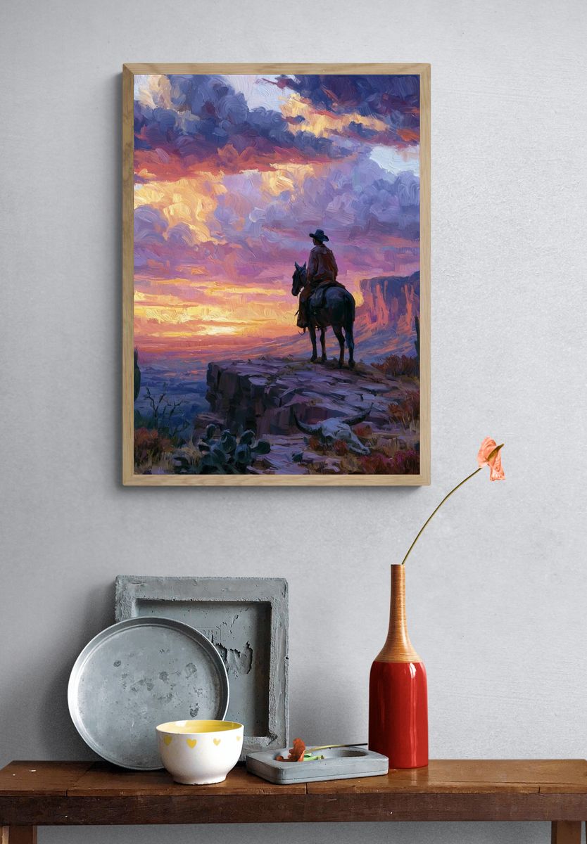 Desert Rider Sunset Print. — room view 3