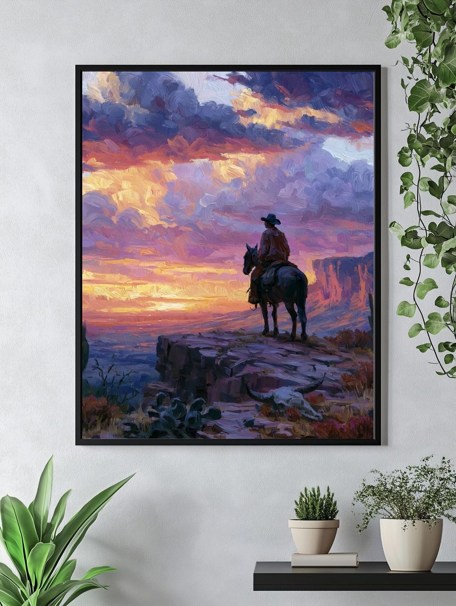 Desert Rider Sunset Print. — room view 4