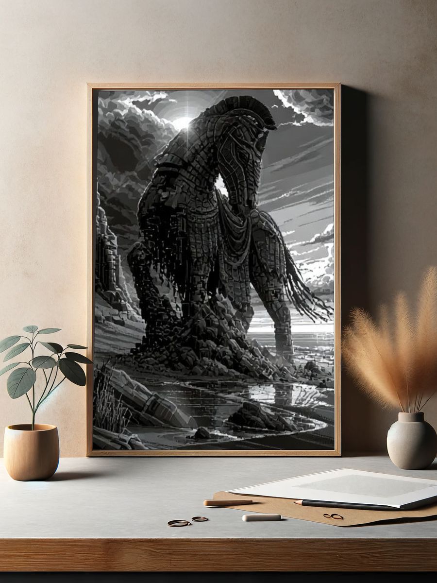 Stone Horse Surrealism Print. — room view 2