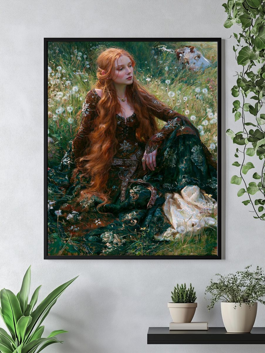 Red-Haired Maiden in Meadow Print. — room view 4