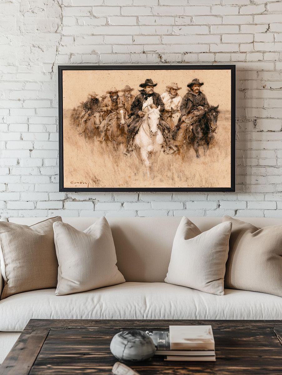 Cowboys on Horseback Fine-Art Print. room preview