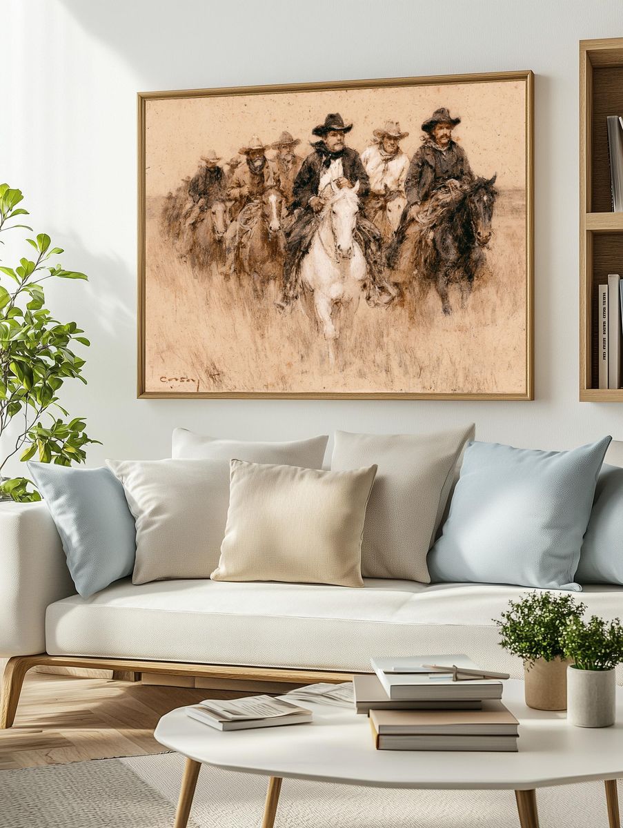Cowboys on Horseback Fine-Art Print. — room view 2
