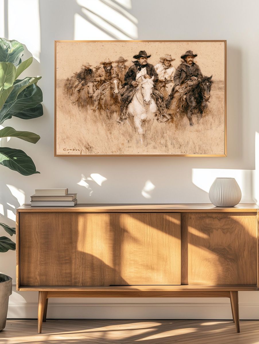Cowboys on Horseback Fine-Art Print. — room view 3