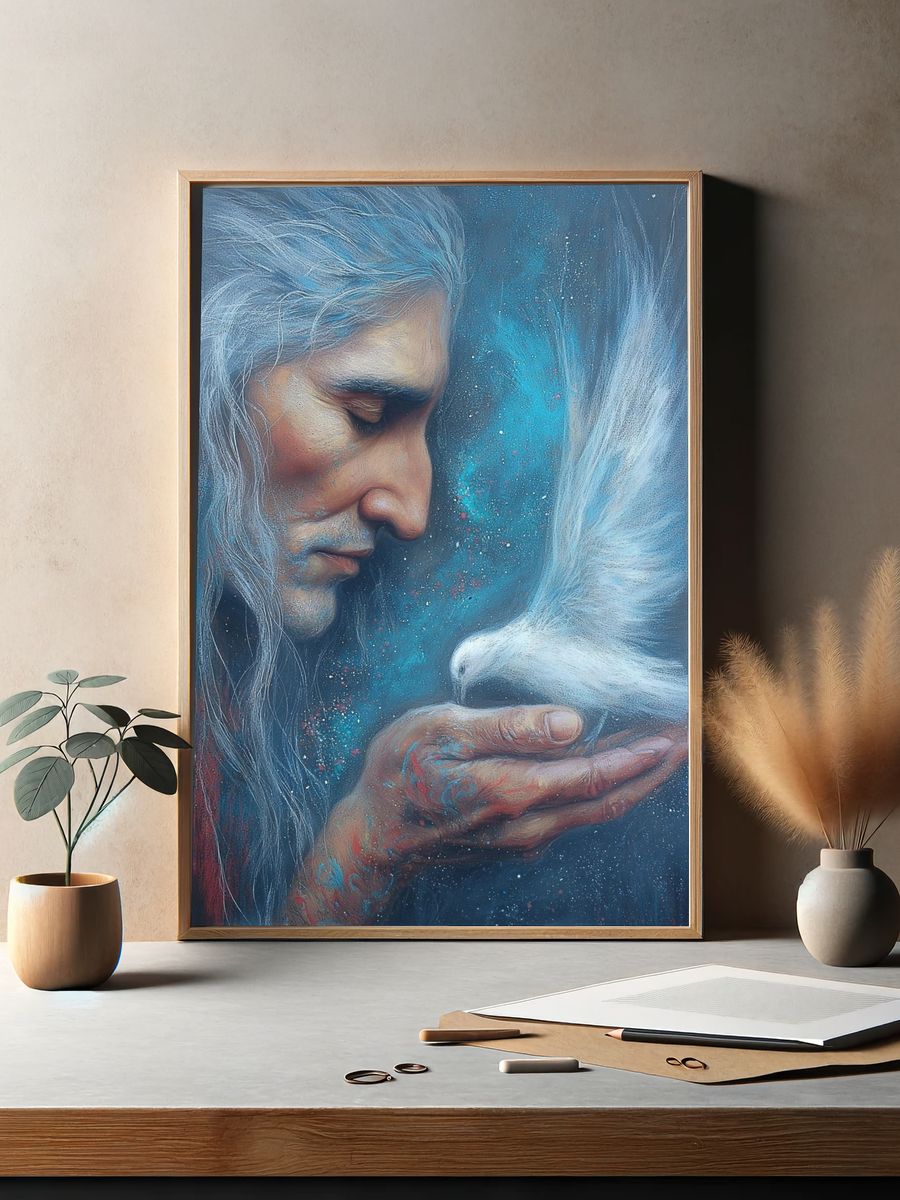 Spirit and Dove Surrealism Print. — room view 2