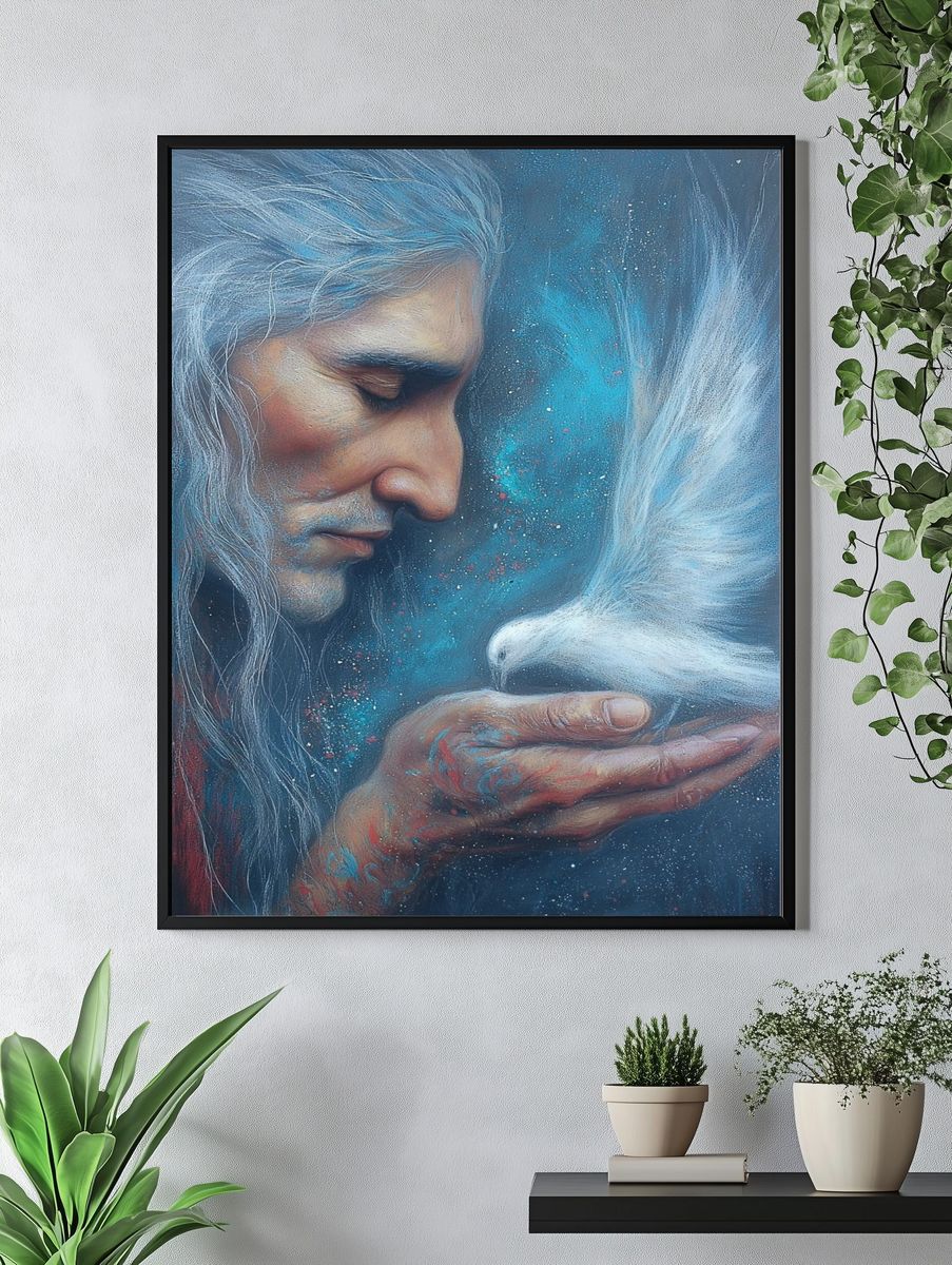 Spirit and Dove Surrealism Print. — room view 4