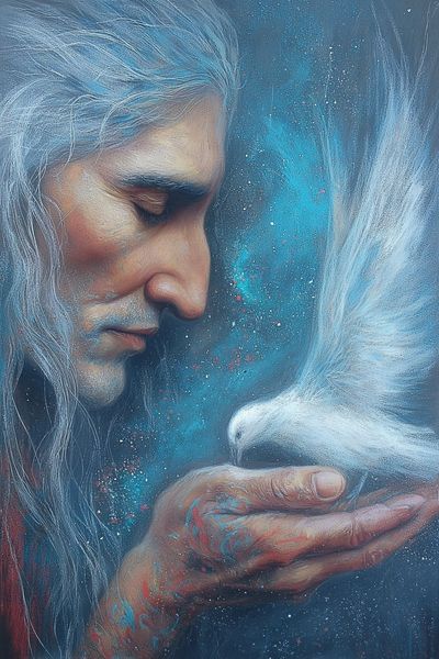 Spirit and Dove Surrealism Print. poster