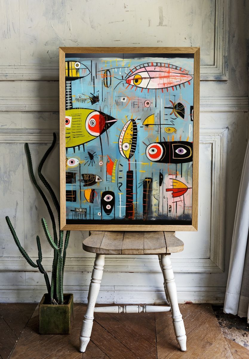 Surreal Fish Abstract Poster. room preview