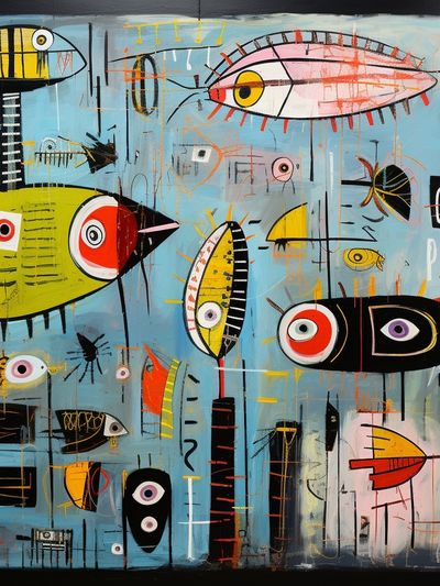 Surreal Fish Abstract Poster.