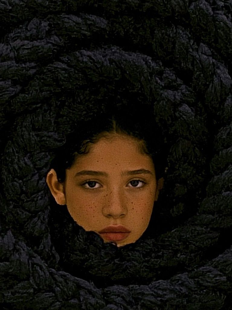 Girl in Dark Floral Wreath Print. poster — fine-art art