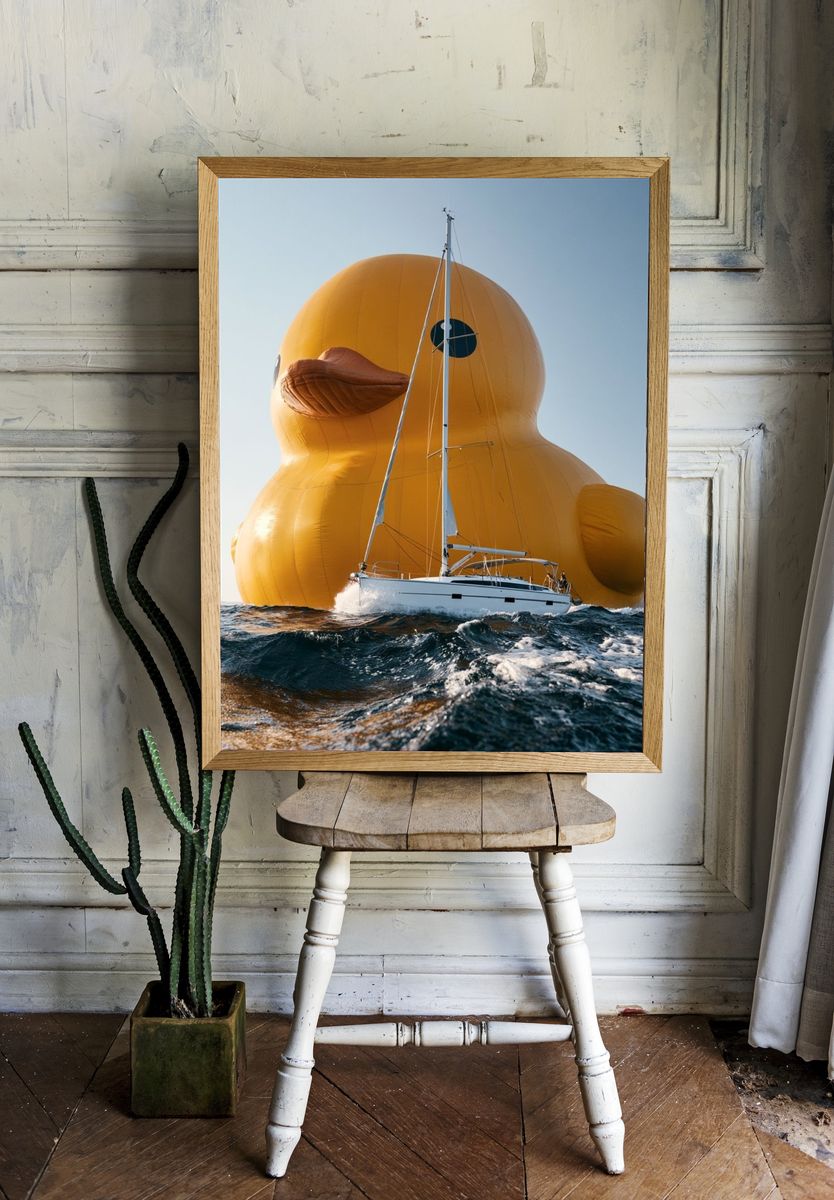 Giant Duck Sailboat Surrealism Print. — room view 1