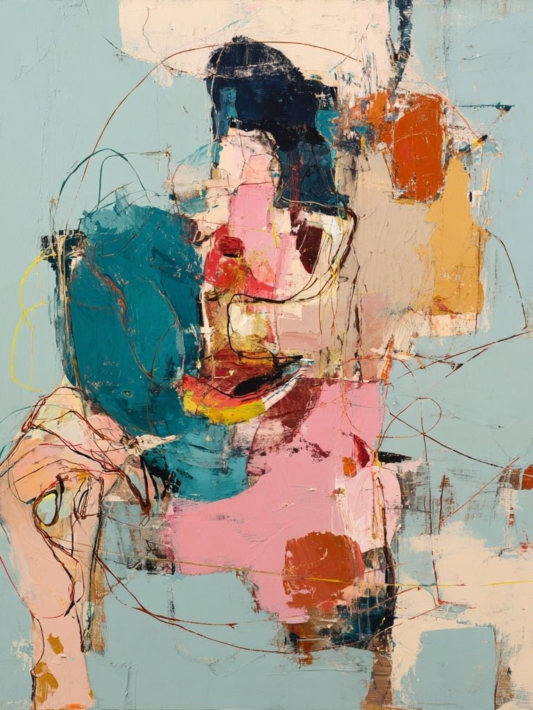 Pastel Abstract Figure Poster. poster detail
