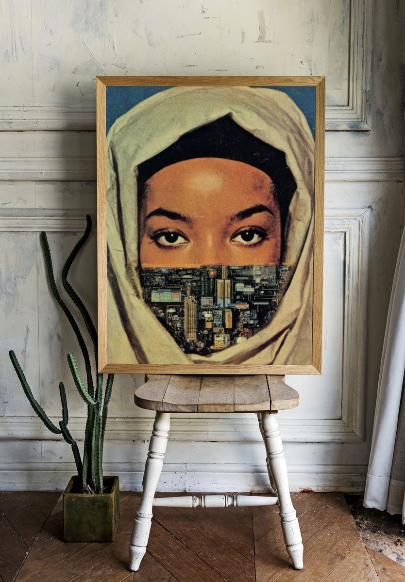 Surreal Veiled Portrait Print. — room view 1