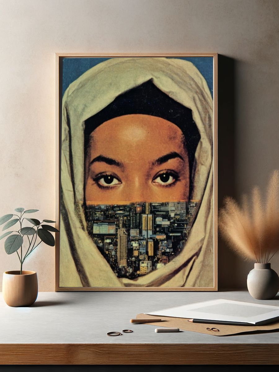 Surreal Veiled Portrait Print. — room view 2