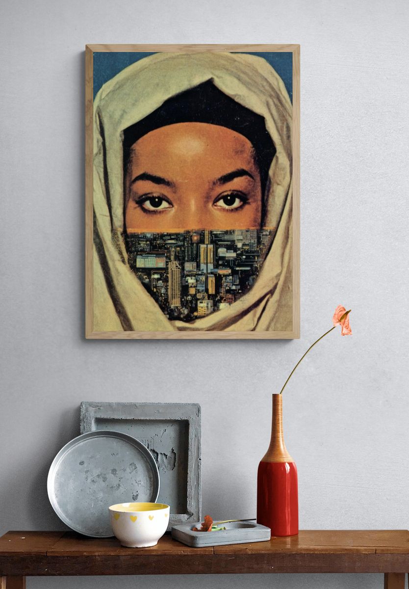Surreal Veiled Portrait Print. — room view 3