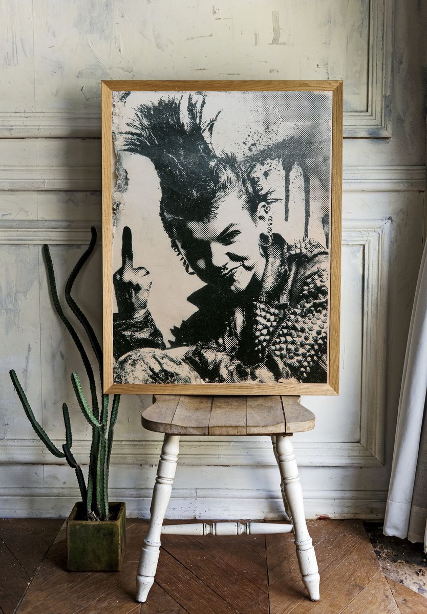 Punk Portrait Black-White Poster. room preview