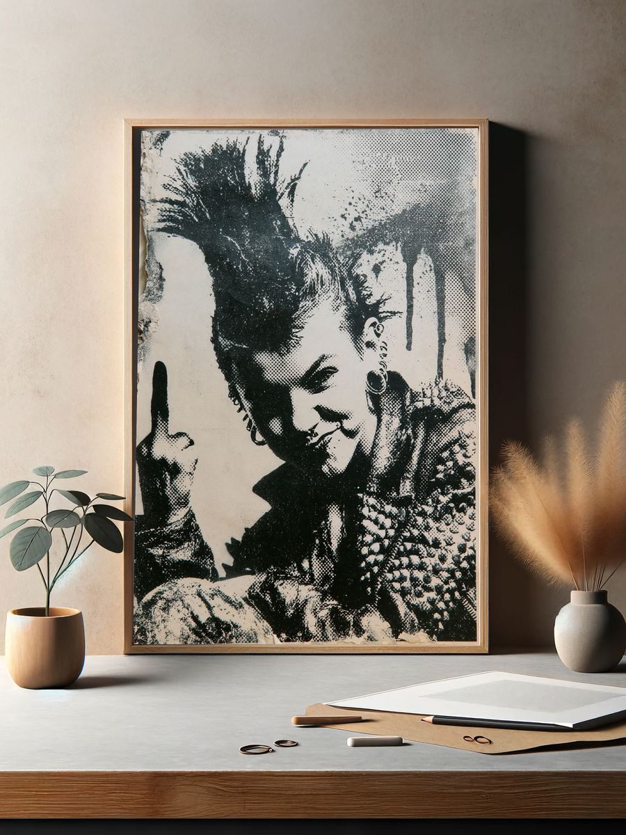 Punk Portrait Black-White Poster. — room view 2