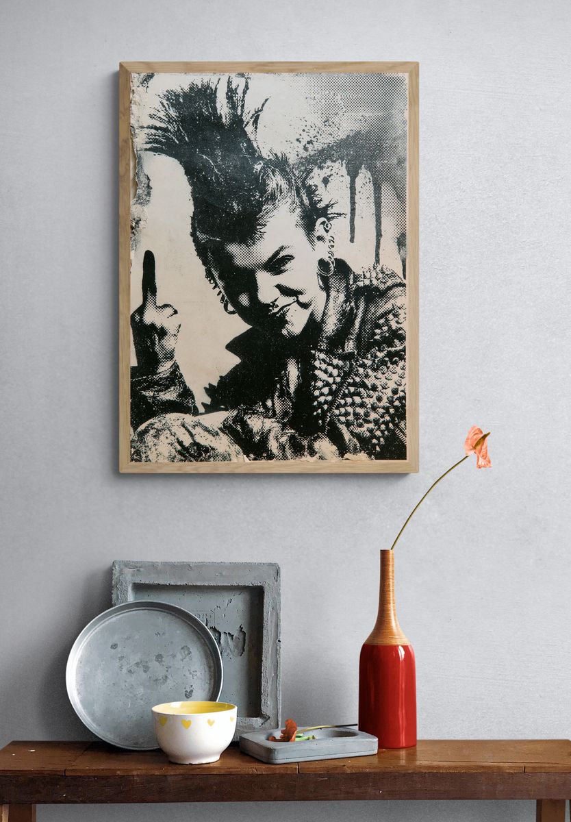 Punk Portrait Black-White Poster. — room view 3