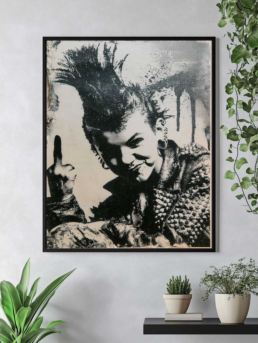 Punk Portrait Black-White Poster. — room view 4