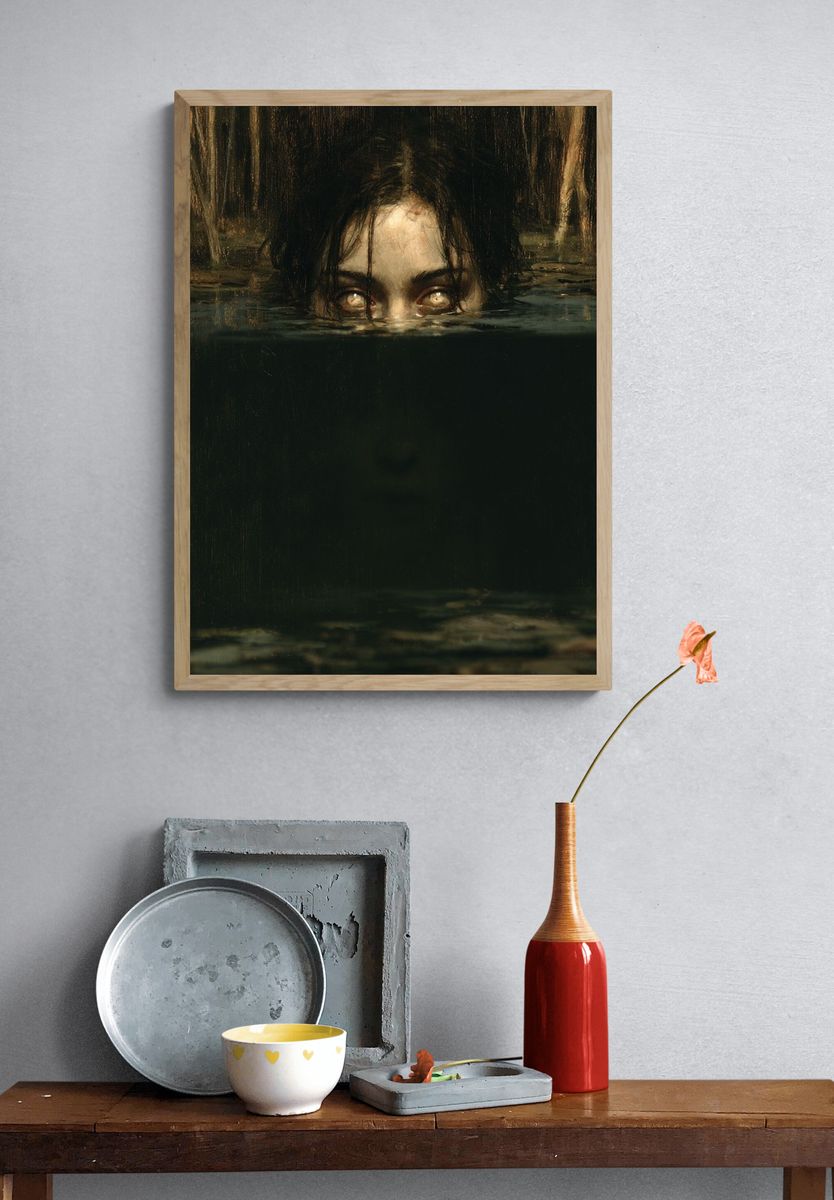 Submerged Eyes Horror Print. — room view 3