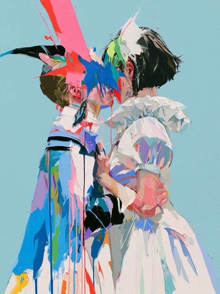 Abstract Kissing Figures Poster. poster detail