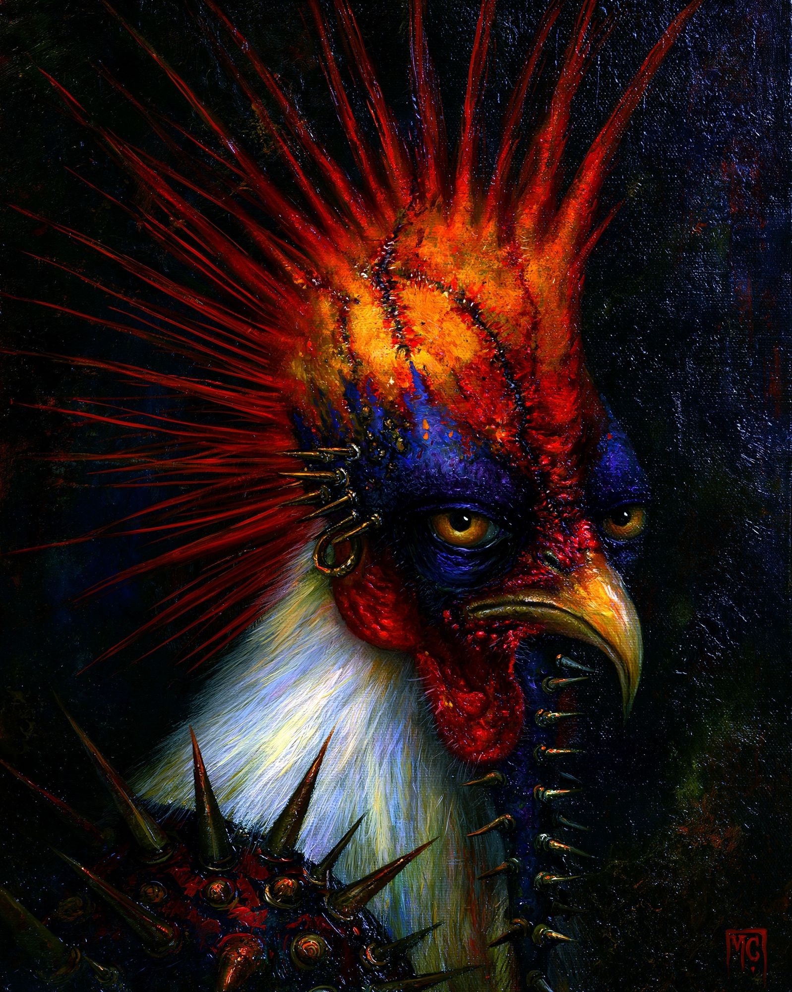 Punk Rooster Portrait Print. poster detail