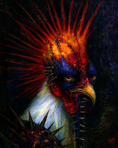 Punk Rooster Portrait Print. poster