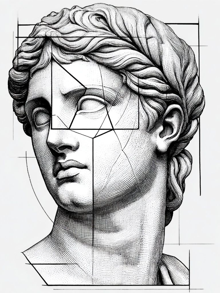 Classical Bust Line Art Poster. poster detail