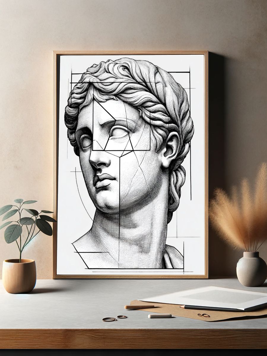 Classical Bust Line Art Poster. — room view 2