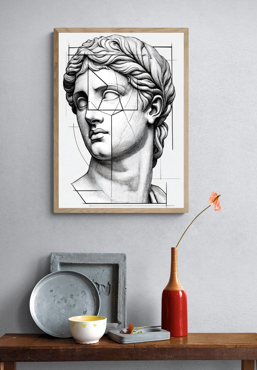 Classical Bust Line Art Poster. — room view 3