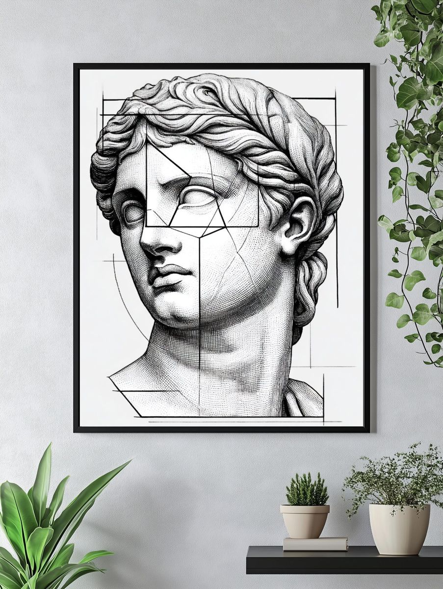 Classical Bust Line Art Poster. — room view 4