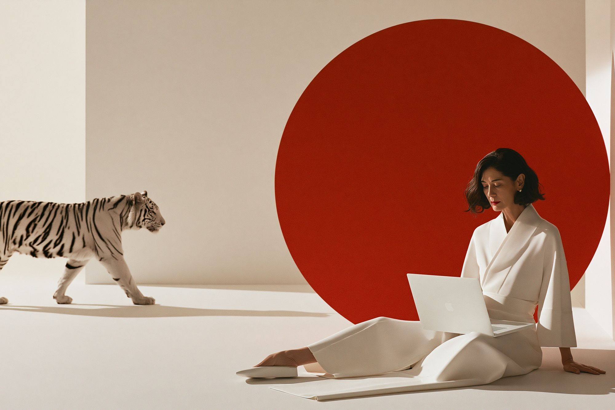 Red Circle Tiger Portrait Print. poster detail