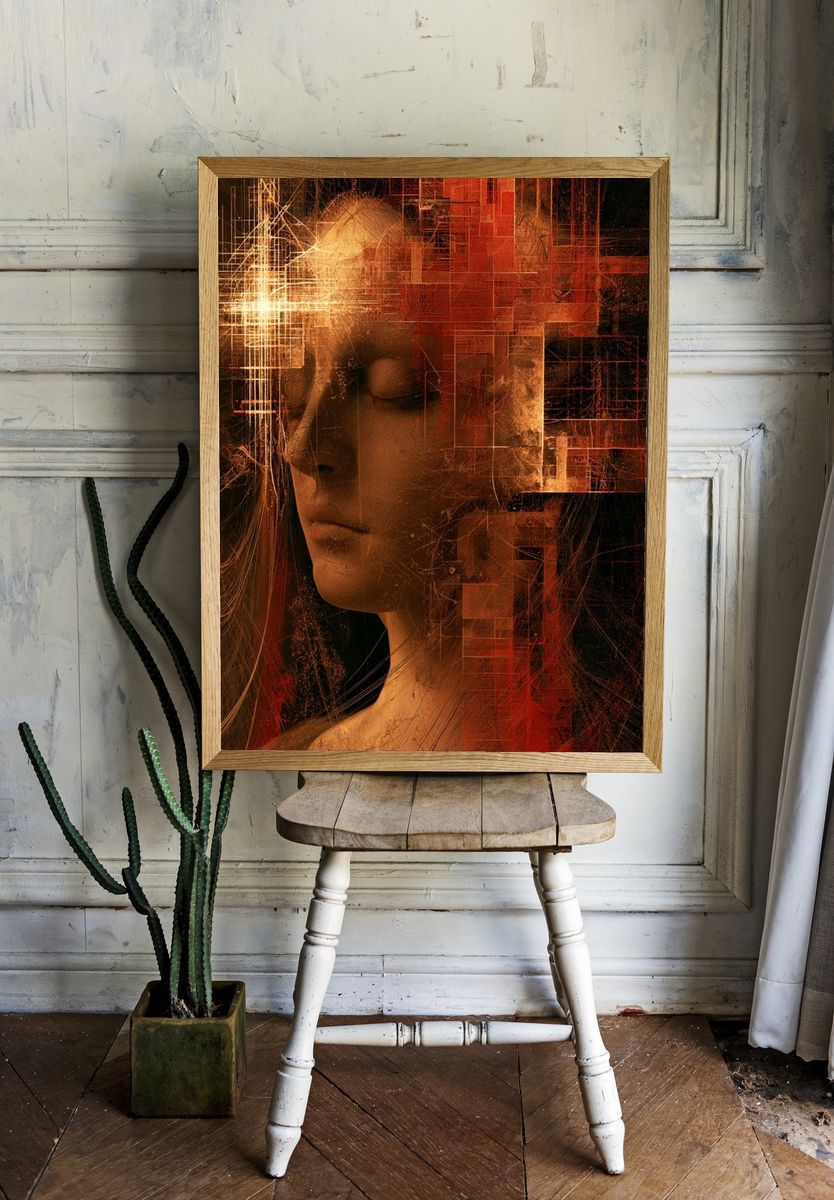 Abstract Portrait Digital Art Poster. room preview
