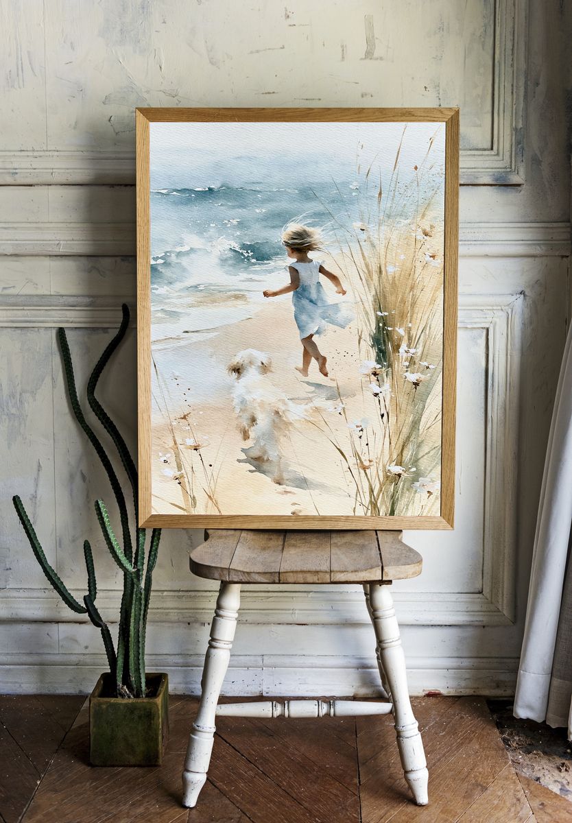 Beach Walk Watercolor Poster. room preview