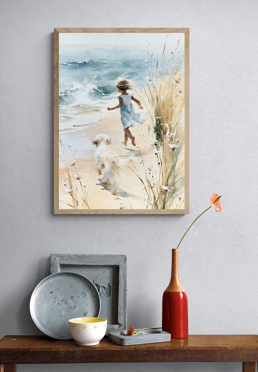 Beach Walk Watercolor Poster. — room view 3
