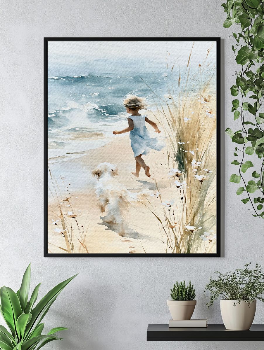 Beach Walk Watercolor Poster. — room view 4