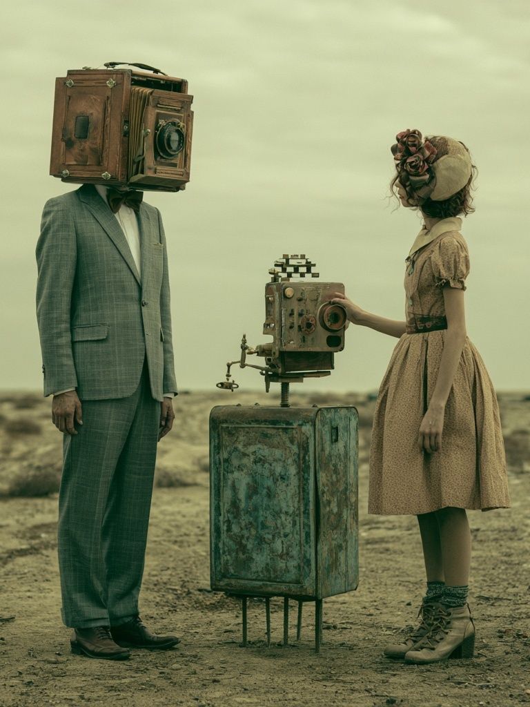 Surreal Camera Heads Print. poster detail