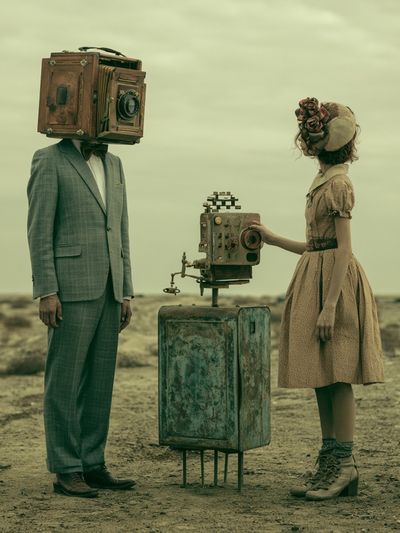 Surreal Camera Heads Print.