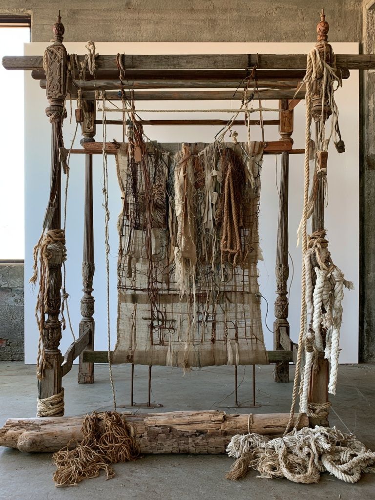Rustic Loom Textile Sculpture Poster. poster detail