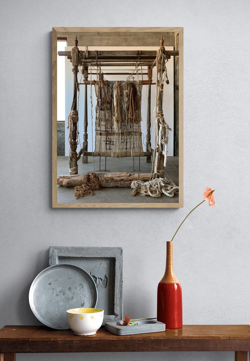 Rustic Loom Textile Sculpture Poster. — room view 3
