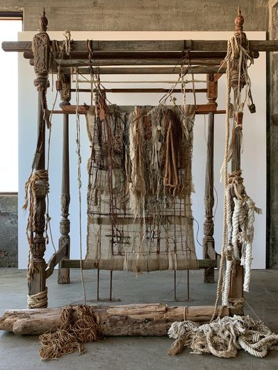 Rustic Loom Textile Sculpture Poster.