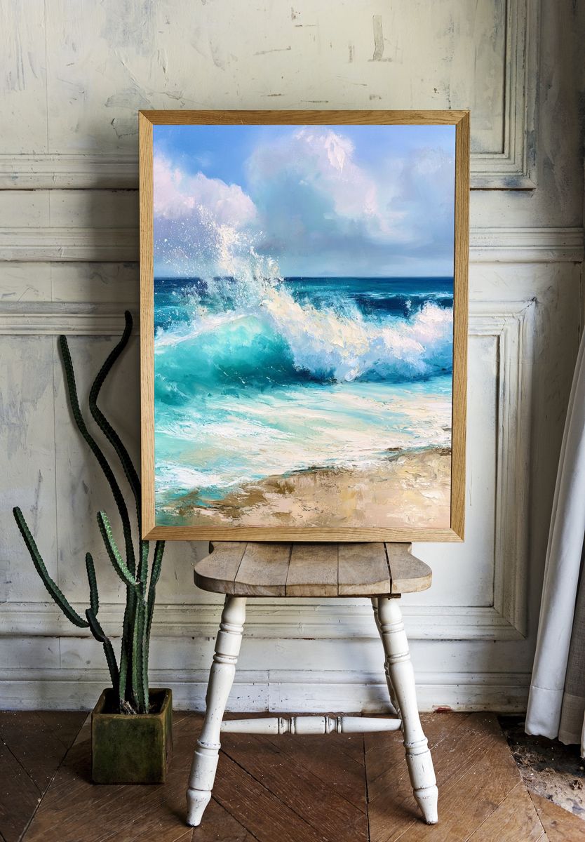 Turquoise Ocean Waves Fine-Art Print. — room view 1