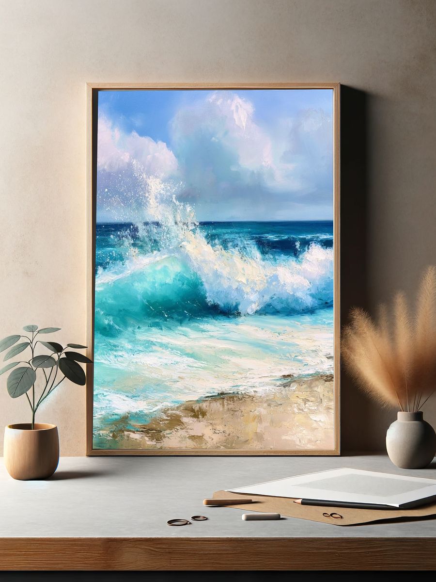 Turquoise Ocean Waves Fine-Art Print. — room view 2
