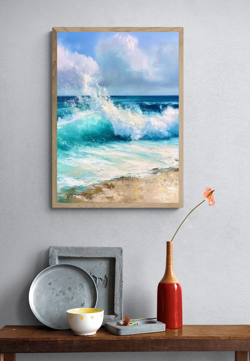 Turquoise Ocean Waves Fine-Art Print. — room view 3