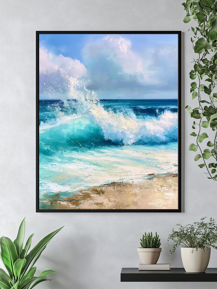 Turquoise Ocean Waves Fine-Art Print. — room view 4